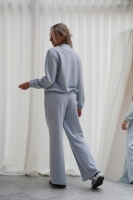 Luksusowy Komplet Damski Masełko Bluza Rozpinana + Spodnie Wide Leg Premium Soft Touch Elegancja & Komfort-BŁĘKIT